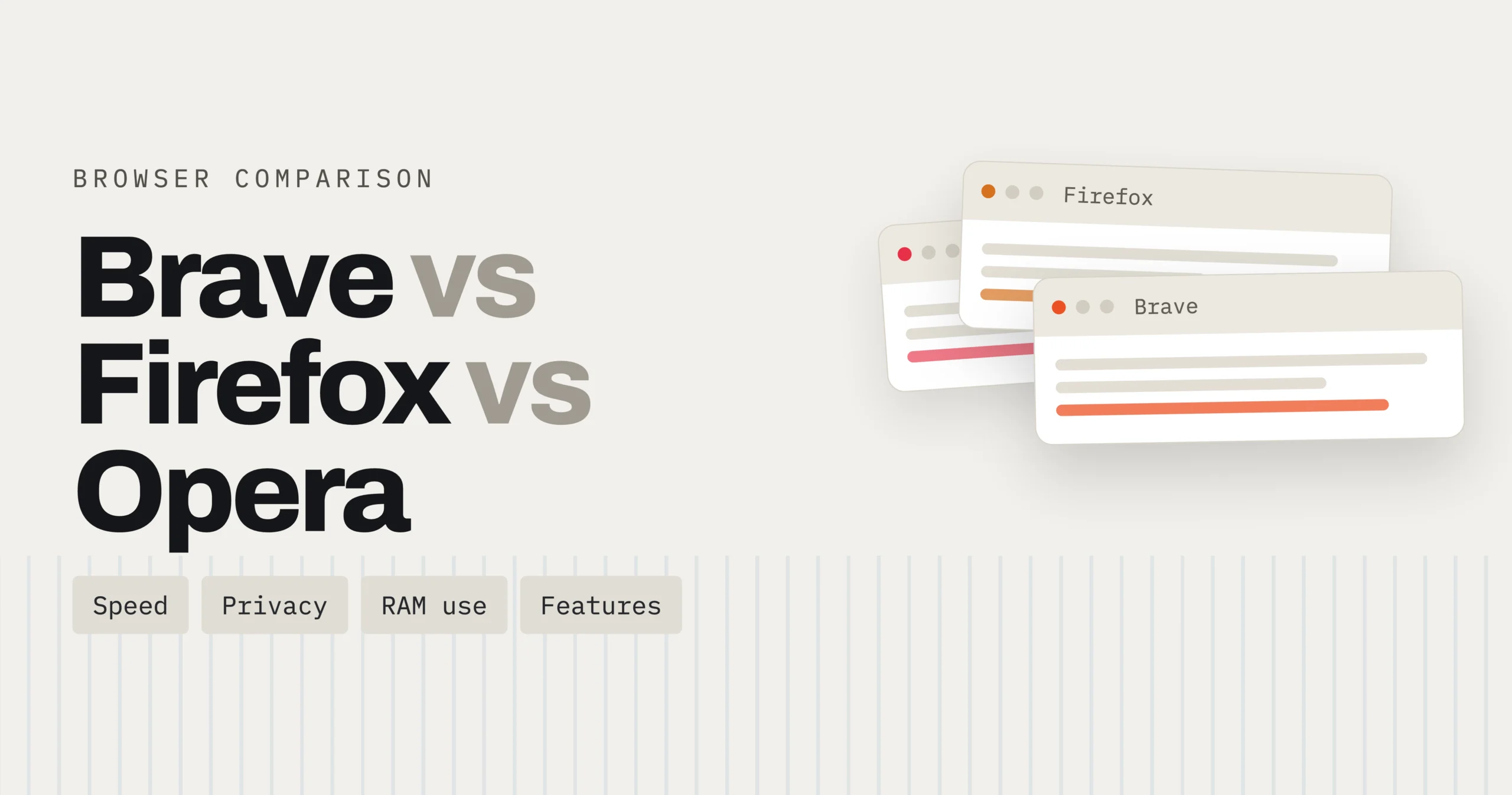 Brave, Firefox and Opera browser logos compared for privacy