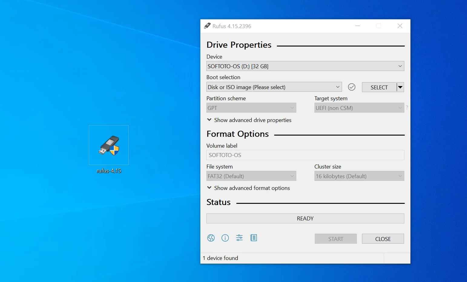 Rufus 4.15 interface