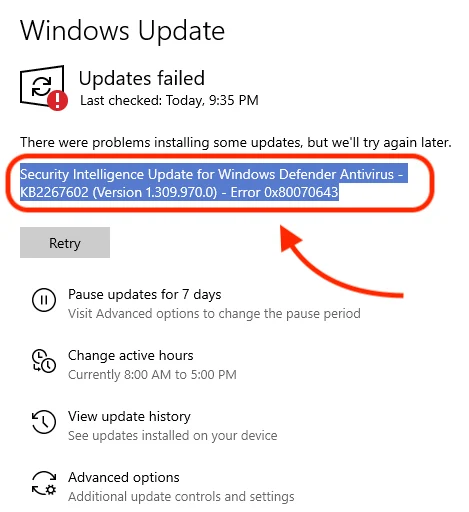 Security Intelligence Update for Microsoft Defender Antivirus