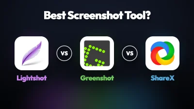 Lightshot, Greenshot and ShareX logos side by side above the question Best Screenshot Tool