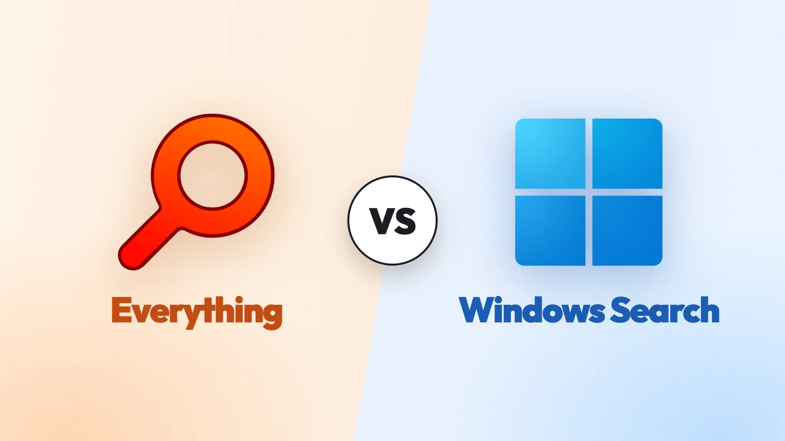 Everything and Windows Search logos on either side of a versus badge