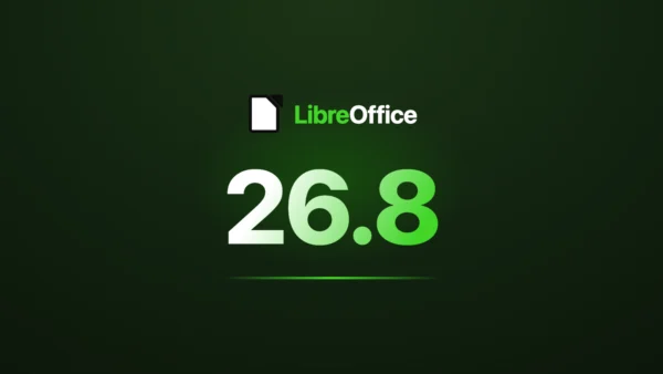 LibreOffice logo and the version number 26.8 on a dark green background