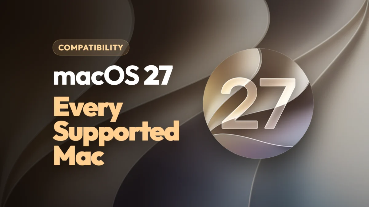 Softoto compatibility card titled macOS 27, Every Supported Mac, with a 27 badge